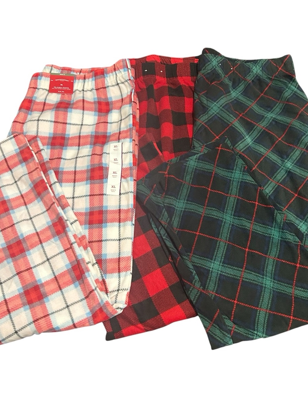 Wondershop 3 Pairs Fleece Plaid Pajama Pants Bundle Mens